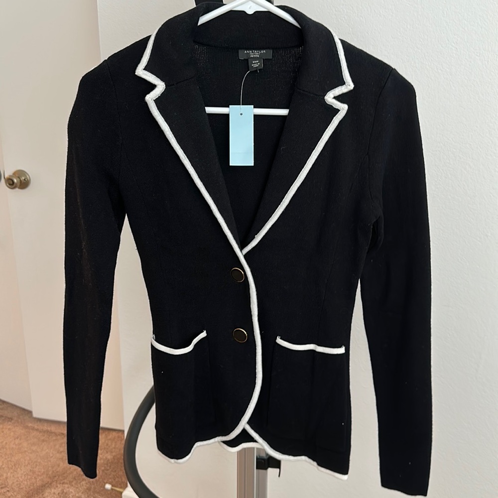 Classic Black and White Sweater Blazer